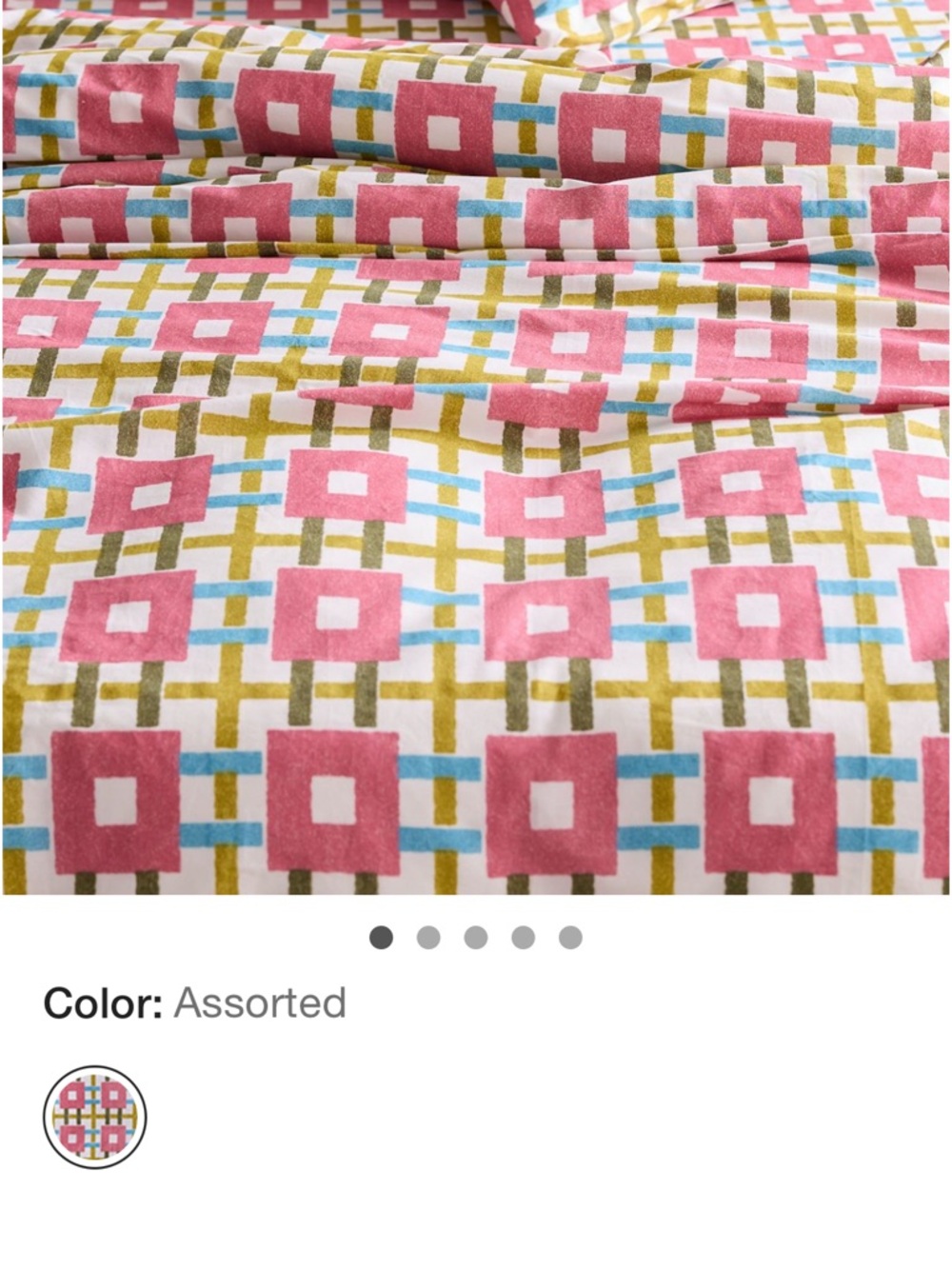 Assorted Geometric Cotton Duvet Cover – Pink & Blue Pattern